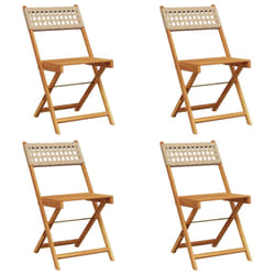 VidaXL 3214599 outdoor chair Terrace Padded seat Acacia wood, Polyrattan Beige