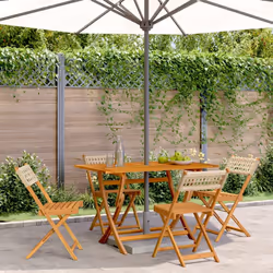 VidaXL 3214599 outdoor chair Terrace Padded seat Acacia wood, Polyrattan Beige