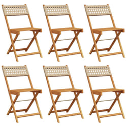 VidaXL 3214600 outdoor chair Terrace Padded seat Acacia wood, Polyrattan Beige