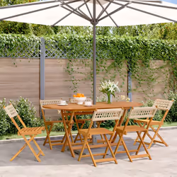 VidaXL 3214600 outdoor chair Terrace Padded seat Acacia wood, Polyrattan Beige