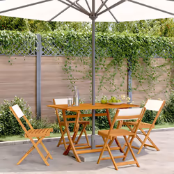 VidaXL 3214610 outdoor chair Terrace Padded seat Acacia wood, Polyester Cream, White