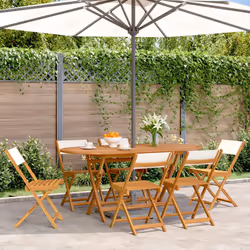 VidaXL 3214611 outdoor chair Terrace Padded seat Acacia wood, Polyester Cream, White