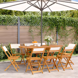 VidaXL 3214612 outdoor chair Terrace Padded seat Acacia wood, Polyester Cream, White