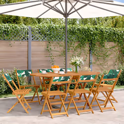VidaXL 3214624 outdoor chair Terrace Padded seat Acacia wood, Polyester Green