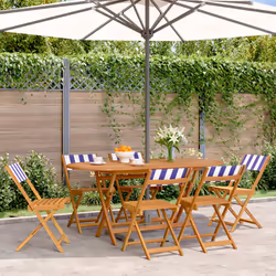 VidaXL 3214626 outdoor chair Terrace Padded seat Acacia wood, Polyester Blue, White