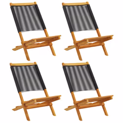 vidaXL Garden Chairs Outdoor Dining Chair Solid Wood Acacia and Polypropylene - black, 4 pcs