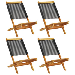 vidaXL Garden Chairs Outdoor Dining Chair Solid Wood Acacia and Polypropylene - black, 4 pcs
