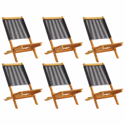 vidaXL Garden Chairs Outdoor Dining Chair Solid Wood Acacia and Polypropylene - black, 6 pcs