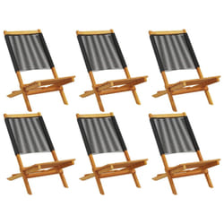 vidaXL Garden Chairs Outdoor Dining Chair Solid Wood Acacia and Polypropylene - black, 6 pcs