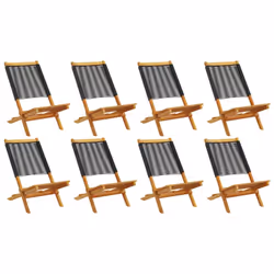 vidaXL Garden Chairs Outdoor Dining Chair Solid Wood Acacia and Polypropylene - black, 8 pcs