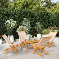 VidaXL 3214646 outdoor chair Terrace Padded seat Acacia wood, Polyester Beige