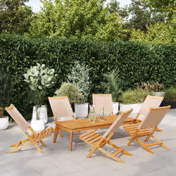 VidaXL 3214648 outdoor chair Terrace Padded seat Acacia wood, Polyester Beige
