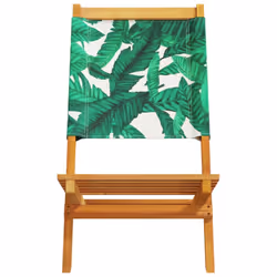 vidaXL Garden Chairs Seating 2 pcs Cream White Solid Wood Acacia and Fabric - leaf pattern - Additional view 4