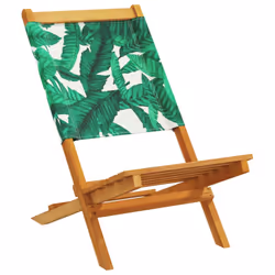 vidaXL Folding Garden Chairs 6 pcs Chairs Cream White Fabric and Solid Wood - leaf pattern, 6 pcs