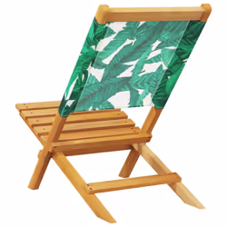 vidaXL Folding Garden Chairs 6 pcs Chairs Cream White Fabric and Solid Wood - leaf pattern, 6 pcs - Additional view 6