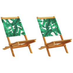vidaXL Folding Garden Chairs 6 pcs Chairs Cream White Fabric and Solid Wood - leaf pattern, 8 pcs