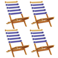 VidaXL 3214654 outdoor chair Terrace Padded seat Acacia wood, Polyester Blue, White