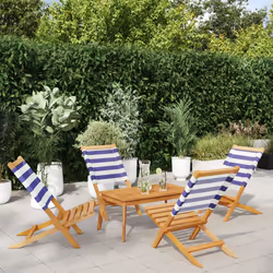 VidaXL 3214654 outdoor chair Terrace Padded seat Acacia wood, Polyester Blue, White