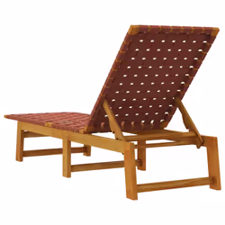 vidaXL Sun Loungers 2 pcs Sun Bed Day Bed Red Solid Wood Acacia and Fabric - Additional view 5