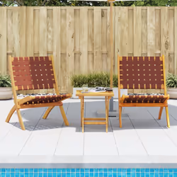 VidaXL 3214220 outdoor chair Terrace Acacia wood Brown, Red - Additional view 2
