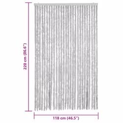 vidaXL Fly Curtain Door Curtain Fly Screen Fly Blind Insect Curtain Chenille - grey, 118 x 220 cm - Additional view 6