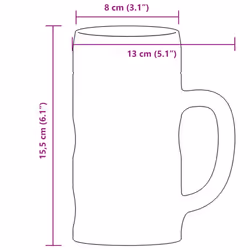 vidaXL Beer Mugs with Handle Glass Tumbler Beer Glasses Glass 6 pcs 500 ml