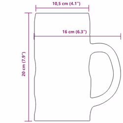 vidaXL Beer Mugs with Handle Glass Tumbler Beer Glasses Glass 6 pcs 1000 ml