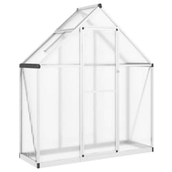 vidaXL Greenhouse with Base Frame Garden Walk in Plant Grow House Aluminium - silver, 169 x 58 x 195 cm
