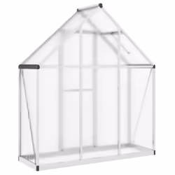 vidaXL Greenhouse with Base Frame Garden Walk in Plant Grow House Aluminium - silver, 169 x 58 x 195 cm - Additional view 4