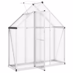 vidaXL Greenhouse with Base Frame Garden Walk in Plant Grow House Aluminium - silver, 169 x 58 x 195 cm - Additional view 5