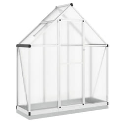 vidaXL Greenhouse with Base Frame Garden Walk in Plant Grow House Aluminium - silver, 169 x 58 x 202 cm