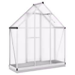 vidaXL Greenhouse with Base Frame Garden Walk in Plant Grow House Aluminium - silver, 169 x 58 x 202 cm - Additional view 4
