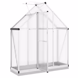 vidaXL Greenhouse with Base Frame Garden Walk in Plant Grow House Aluminium - silver, 169 x 58 x 202 cm - Additional view 5