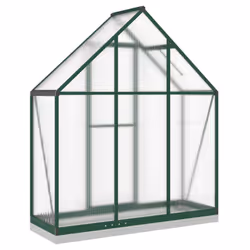 vidaXL Greenhouse with Base Frame Garden Walk in Plant Grow House Aluminium - green, 169 x 58 x 202 cm - Additional view 4