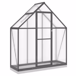 vidaXL Greenhouse with Base Frame Garden Walk in Plant Grow House Aluminium - anthracite, 169 x 58 x 202 cm