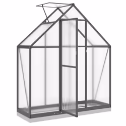 vidaXL Greenhouse with Base Frame Garden Walk in Plant Grow House Aluminium - anthracite, 169 x 58 x 202 cm - Additional view 5