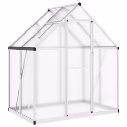 vidaXL Greenhouse with Base Frame Garden Walk in Plant Grow House Aluminium - silver, 169 x 114 x 195 cm