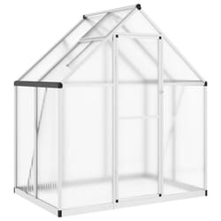 vidaXL Greenhouse with Base Frame Garden Walk in Plant Grow House Aluminium - silver, 169 x 114 x 195 cm