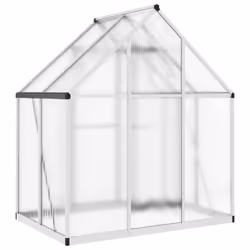 vidaXL Greenhouse with Base Frame Garden Walk in Plant Grow House Aluminium - silver, 169 x 114 x 195 cm - Additional view 4