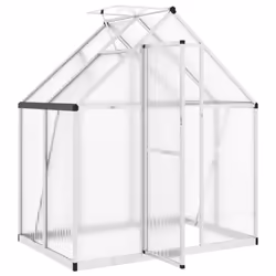 vidaXL Greenhouse with Base Frame Garden Walk in Plant Grow House Aluminium - silver, 169 x 114 x 195 cm - Additional view 5