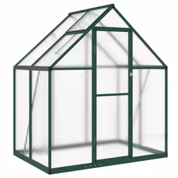 vidaXL Greenhouse with Base Frame Garden Walk in Plant Grow House Aluminium - green, 169 x 114 x 195 cm