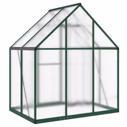 vidaXL Greenhouse with Base Frame Garden Walk in Plant Grow House Aluminium - green, 169 x 114 x 195 cm - Additional view 4
