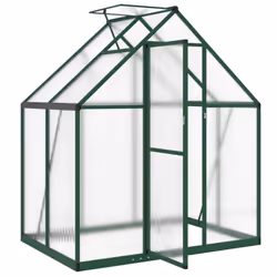 vidaXL Greenhouse with Base Frame Garden Walk in Plant Grow House Aluminium - green, 169 x 114 x 195 cm - Additional view 5