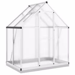 vidaXL Greenhouse with Base Frame Garden Walk in Plant Grow House Aluminium - silver, 169 x 114 x 202 cm