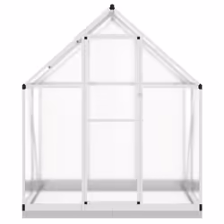 vidaXL Greenhouse with Base Frame Garden Walk in Plant Grow House Aluminium - silver, 169 x 114 x 202 cm