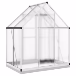 vidaXL Greenhouse with Base Frame Garden Walk in Plant Grow House Aluminium - silver, 169 x 114 x 202 cm - Additional view 4