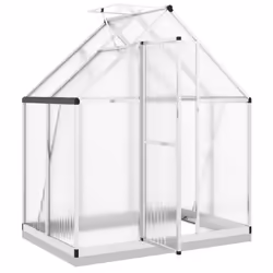 vidaXL Greenhouse with Base Frame Garden Walk in Plant Grow House Aluminium - silver, 169 x 114 x 202 cm - Additional view 5