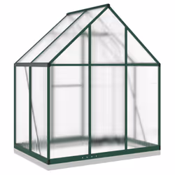 vidaXL Greenhouse with Base Frame Garden Walk in Plant Grow House Aluminium - green, 169 x 114 x 202 cm - Additional view 4