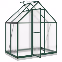 vidaXL Greenhouse with Base Frame Garden Walk in Plant Grow House Aluminium - green, 169 x 114 x 202 cm - Additional view 5
