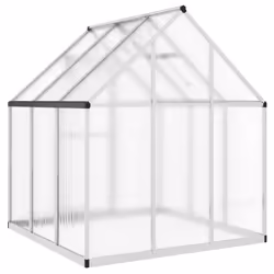 vidaXL Greenhouse with Base Frame Garden Walk in Plant Grow House Aluminium - silver, 169 x 169 x 195 cm - Additional view 4